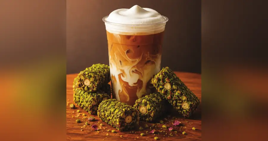 Iced latte with pistachio rolls from Sulta Rosa